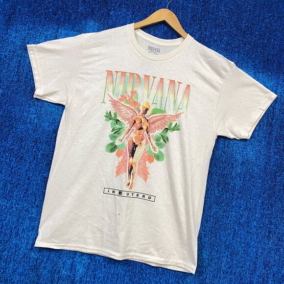 Nirvana In Eutero Beige Graphic T-Shirt Size Medium - Picture 3 of 5